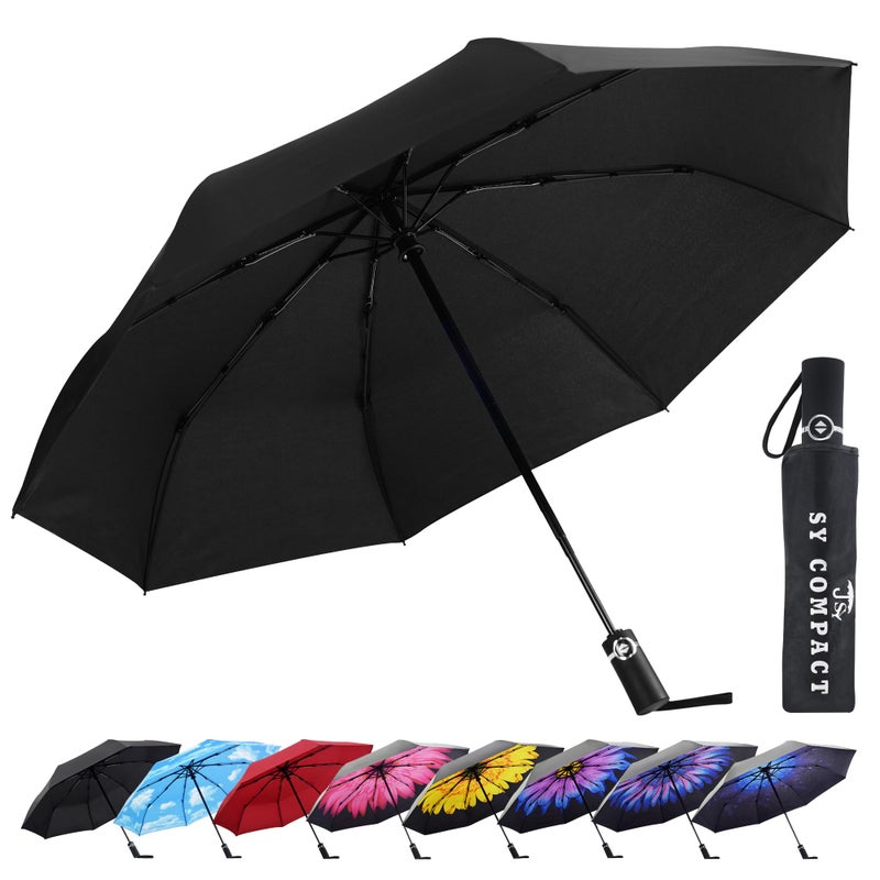 SY COMPACT Travel Umbrella Automatic Windproof Umbrellas Strong Compact Umbrella for Women Men - Image 1